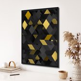 Akoestische panelen - Geluidsisolatie - Akoestische wandpanelen - Akoestisch schilderij AcousticPro® - paneel met abstract patroon - Design 121 - Premium - 90X130 - zwart- Wanddeco