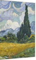 Korenveld met cipressen, Vincent van Gogh - Foto op Dibond - 60 x 90 cm