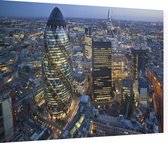 Blik op The Gherkin in het financiële hart van Londen - Foto op Dibond - 80 x 60 cm