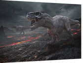 Dinosaurus T-Rex vulkanisch einde der aarde - Foto op Dibond - 90 x 60 cm