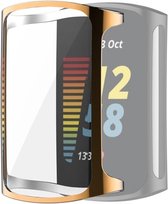 By Qubix - Geschikt voor Fitbit Charge 5 - Fitbit Charge 6 siliconen case (volledig beschermd) - Rosé goud