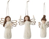 Bloomingville engelen set van 3 - KerstaccessoiresKerstornamenten - Wol - 8 centimeter x 6 centimeter x 13 centimeter