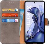 KHAZNEH Xiaomi 11T/11T Pro Hoesje Portemonnee Bookcase Kunstleer Grijs