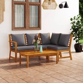 Decoways - 4-delige Loungeset met kussens massief acaciahout