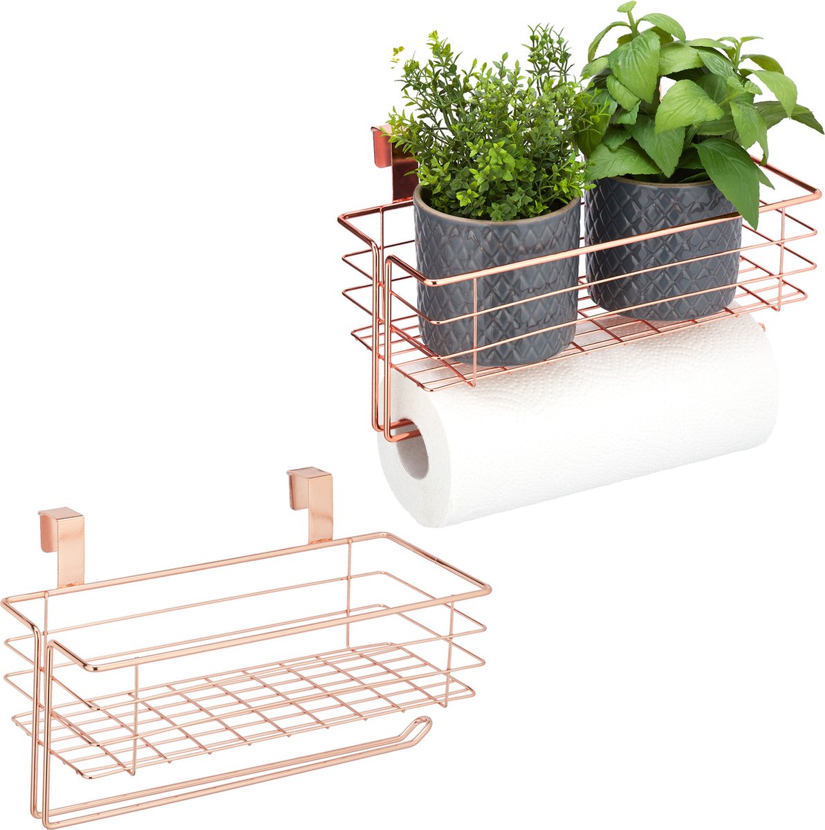 2x hangmand metaal - draadmand - kastdeur - opbergmandje - kastmand - organizer