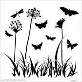 Hobbysjabloon - Template 12x12" 30x30cm butterfly meadow