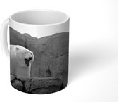 Mok - Gapende ijsbeer op rots - zwart wit - 350 ML - Beker