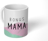 Mok - Koffiemok - Bonus mama - Moeder - Quotes - Spreuken - Mokken - 350 ML - Beker - Koffiemokken - Theemok - Mok met tekst