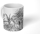 Mok - Planten - Zwart - Wit - tekening - 350 ML - Beker