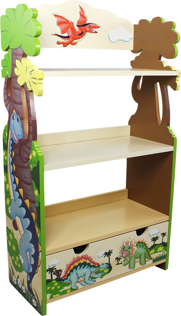 Teamson Kids Houten Boekenkast Voor Kinder - Kinderslaapkamer Accessoires - Dinosaurus Ontwerp