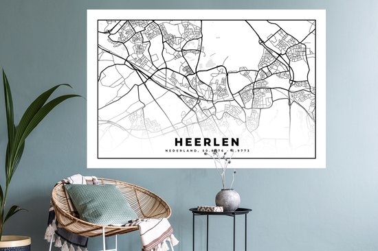 Stickers Stickers muraux - Plan de la ville - Heerlen - Pays- Nederland - 120x80 cm - Feuille adhésive - Carte