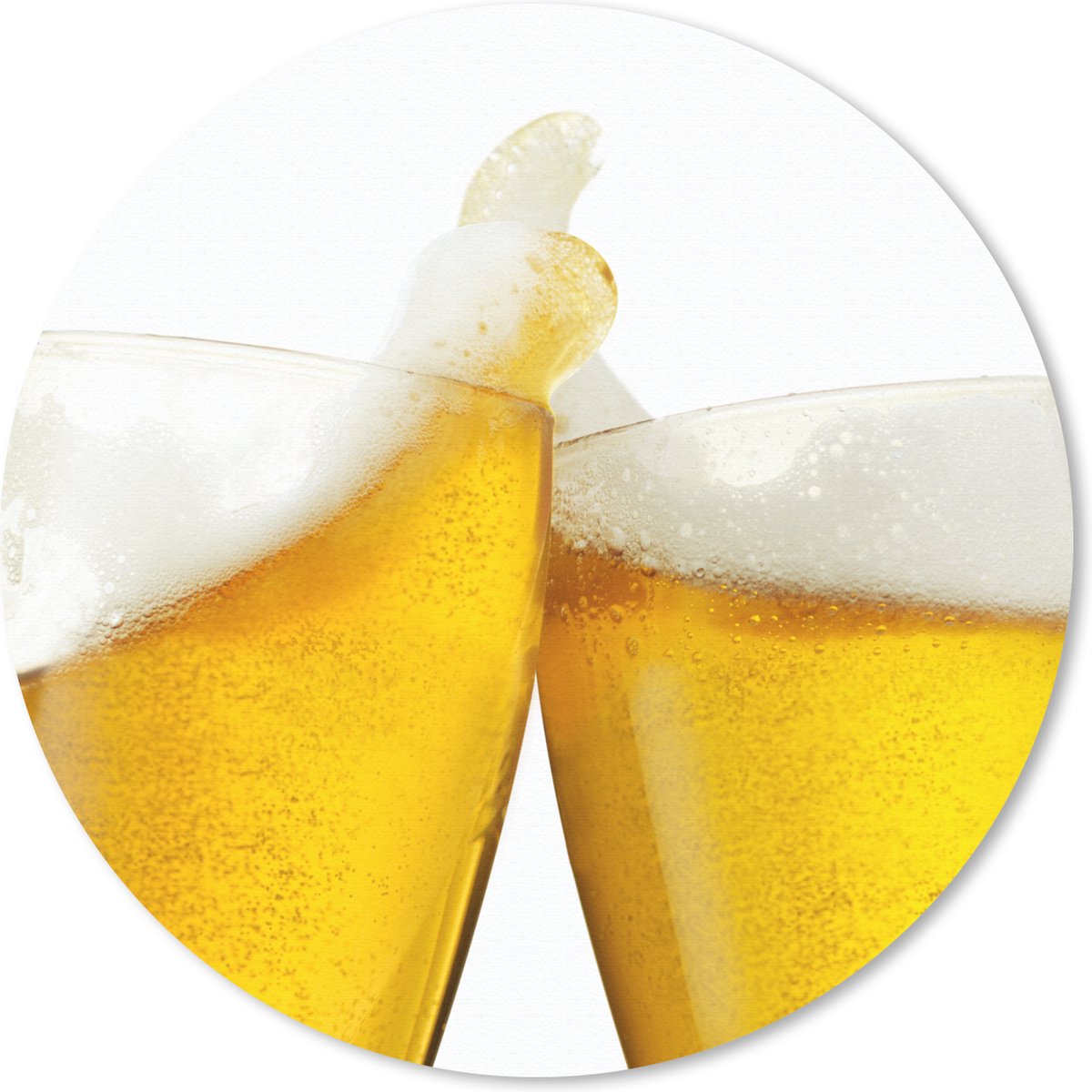 Muismat rond 20x20 cm - Mousepad Proostende biertjes op een witte achtergrond - Ronde muismatten
