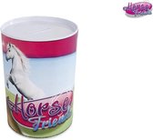 Horse Friends Spaarpot Meisjes 8,5 X 11,5 Cm Staal Roze/blauw