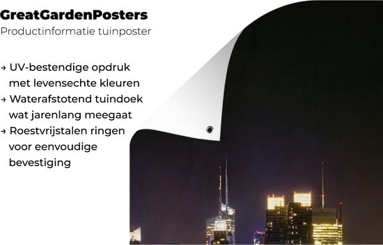 Décoration murale extérieur New York - Skyline - Couleurs - 80x160 cm - Toile de jardin