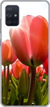 Geschikt voor Samsung Galaxy A71 hoesje - Bloemen - Tulpen - Zon - Siliconen Telefoonhoesje