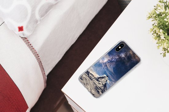 Coque iPhone X - Montagnes - Étoiles - Univers - Coque en Siliconen téléphone