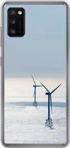 Geschikt voor Samsung Galaxy A41 hoesje - Noordzee - Windmolen - Zon - Siliconen Telefoonhoesje