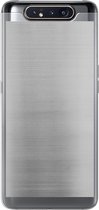 Geschikt voor Samsung Galaxy A80 hoesje - Metaal print - Zilver - Lijn - Grijs - Structuur - Siliconen Telefoonhoesje