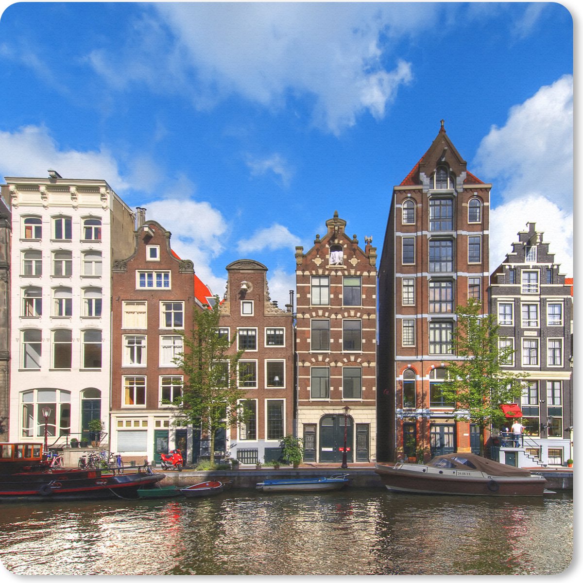 Muismat 20x20 cm - Mousepad Amsterdam - Zomer - Boot - Muismatten
