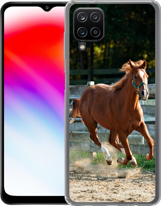 Telefoonhoesje Geschikt voor Samsung Galaxy A12 hoesje - Paard - Licht - Zand - Siliconen Telefoonhoesje Telefoonhoesje