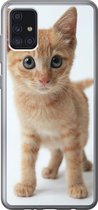 Geschikt voor Samsung Galaxy A52 5G hoesje - Kat - Rood - Kitten - Meisjes - Kinderen - Jongens - Kindje - Siliconen Telefoonhoesje