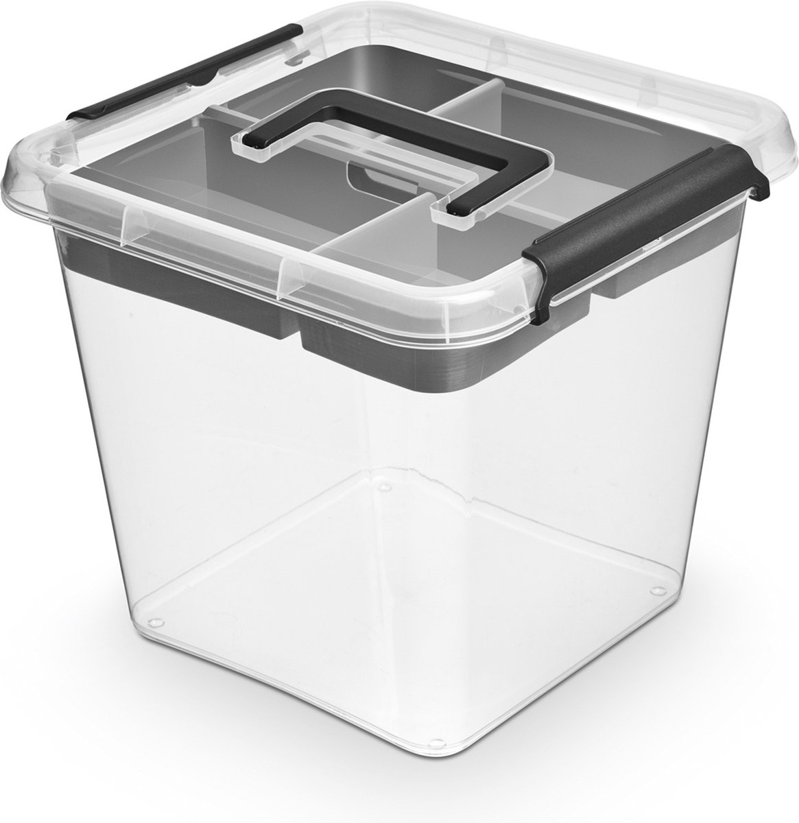 Opbergdoos - 13 Liter - Opbergbox - Transparant/Grijs