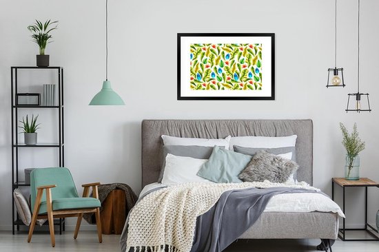 Cadre photo avec affiche - Jungle - Design - Feuilles tropicales - 90x60 cm - Cadre pour affiche