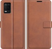 Realme 8 5G Hoesje - Mobigear - Wallet Serie - Kunstlederen Bookcase - Bruin - Hoesje Geschikt Voor Realme 8 5G