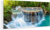 Artaza Glasschilderij - Waterval In Het Bos In Thailand - 90x45 - Plexiglas Schilderij - Foto op Glas