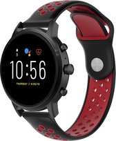 Siliconen Smartwatch bandje - Geschikt voor  Fossil Gen 5 sport band - zwart/rood - Strap-it Horlogeband / Polsband / Armband