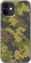 Coque pour iPhone 12 - Motif de camouflage illustré de pixels - Coque de téléphone en Siliconen
