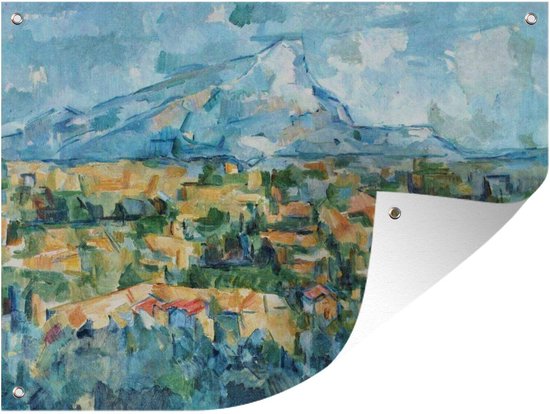 Tuinschilderij Berg Sainte-Victoire - Schilderij van Paul Cézanne - 80x60 cm - Tuinposter - Tuindoek - Buitenposter