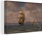 Canvas Schilderij Schip voor Kopenhagen - Schilderij van Vilhelm Arnesen - 60x40 cm - Wanddecoratie