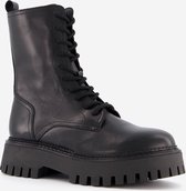 Dames veterboots zwart - Zwart - Maat 37 - Echt leer