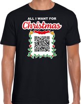 Kerst QR code kerstshirt All I want: Kerst zonder schoonmoeder heren zwart - Bellatio Christmas sweaters L