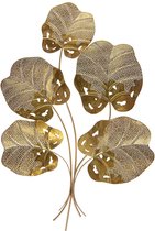 Metalen gouden bladeren wanddecoratie