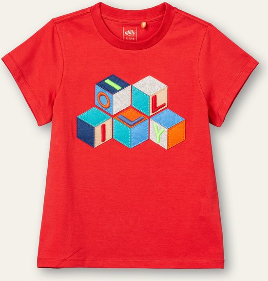Tak short sleeve T-shirt 20 solid jersey red with artwork Oilily Blocks Red: 104/4yr