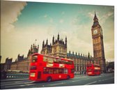 Karakteristieke rode dubbeldekker voor de Big Ben in Londen - Foto op Canvas - 45 x 30 cm