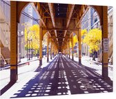 Een fietspad onder een spoorweg in Chicago stad - Foto op Plexiglas - 60 x 40 cm