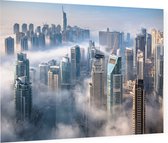 Indrukwekkend skyline van Dubai Marina op een mistige dag - Foto op Plexiglas - 60 x 40 cm