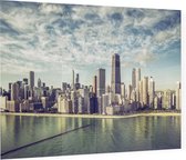 Strand en skyline van de Amerikaanse stad Chicago - Foto op Plexiglas - 60 x 40 cm