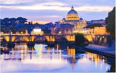 Avondgloed bij de Engelenbrug over de Tiber in Rome - Foto op Forex - 45 x 30 cm