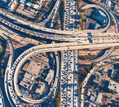 Luchtfoto van een snelwegkruising in Los Angeles - Fotobehang (in banen) - 450 x 260 cm