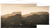 Zonsondergang achter de Hollywood Hills bij Los Angeles - Foto op Textielposter - 90 x 60 cm