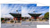 Koreaans paviljoen in Yongdusan Park in Busan - Foto op Textielposter - 120 x 80 cm