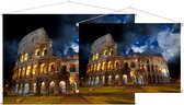 Avondsetting met maan bij Colosseum in Rome - Foto op Textielposter - 60 x 40 cm