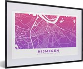 Fotolijst incl. Poster - Stadskaart - Nijmegen - Paars - Roze - 60x40 cm - Posterlijst - Plattegrond