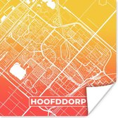 Poster Stadskaart - Hoofddorp - Nederland - Oranje - 50x50 cm - Plattegrond