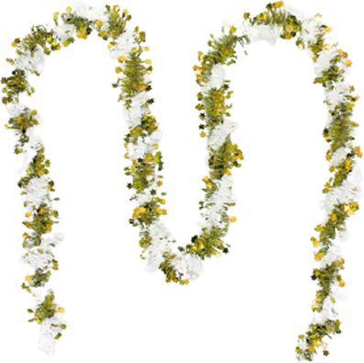 Kerst Garland Star 2m L.5cm Twee-gekleurd goud / wit - Plastic - Or / Wit - SILUMEN