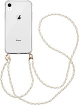 iMoshion Hoesje Geschikt voor iPhone Xr Hoesje Met Koord - iMoshion Backcover met koord + armband - Parels - Transparant